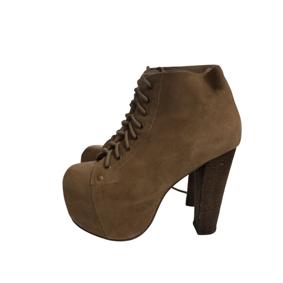 Jeffrey Campbell Womens Size 5M Brown Suede Lace-Up Platform Ankle Boots Heels - Picture 2 of 7